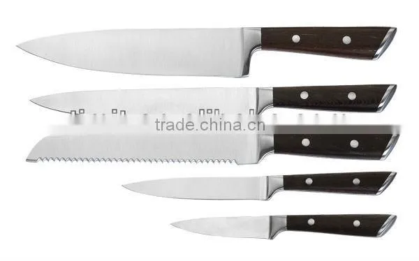 WOOD +HANDLE STAINLESS STEEL 6PCS KITCHEN KNIFE SET