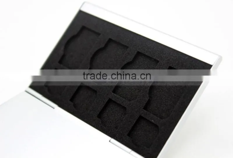 Aluminium Alloy EVA Sponge Memory Card Storage Box Protecter Case 2x for SD card, 2x TF Card, 4x SIM Card 4x Micro SIM Card