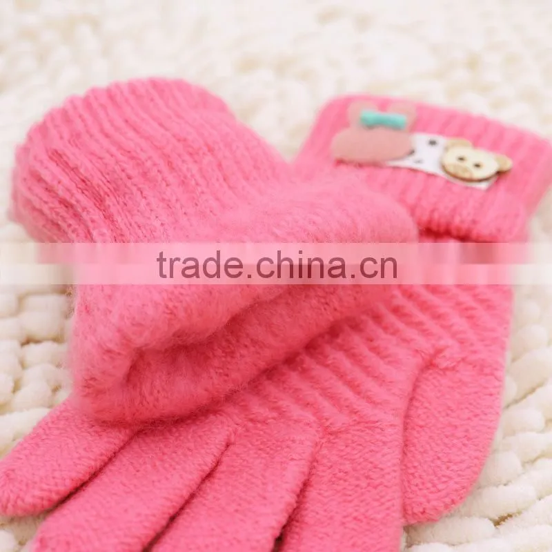Children warm Cartoon knitted gloves, Full Finger lovely gloves