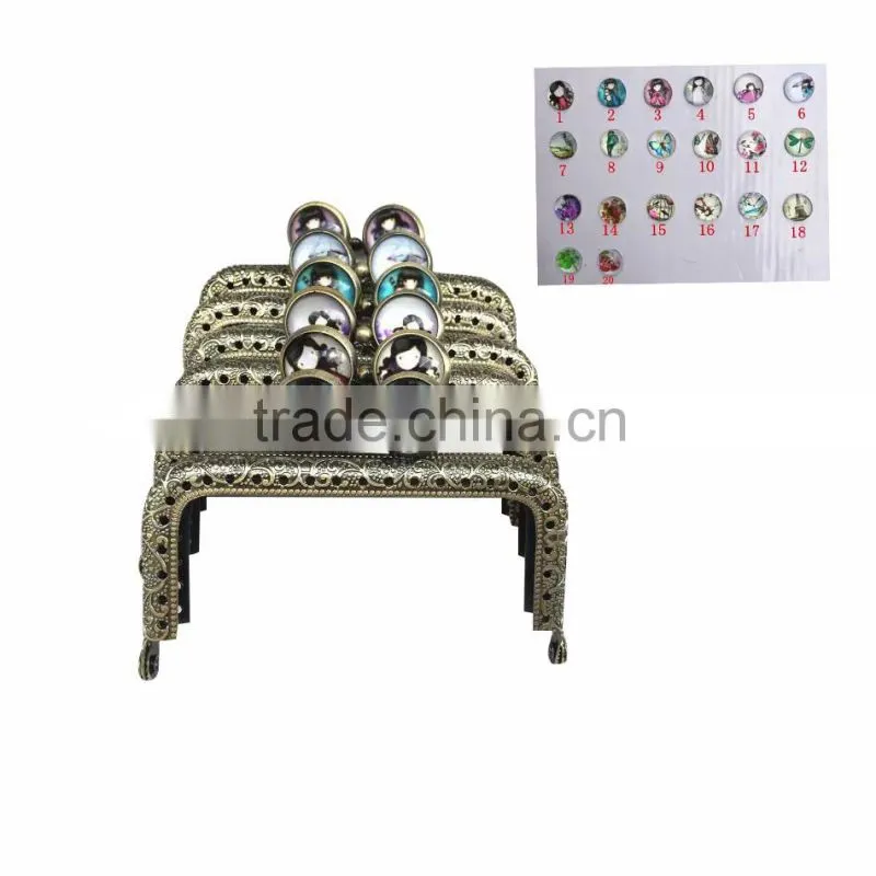 8.5CM round girl kiss lock coin frame DIY scew in coin purse frame