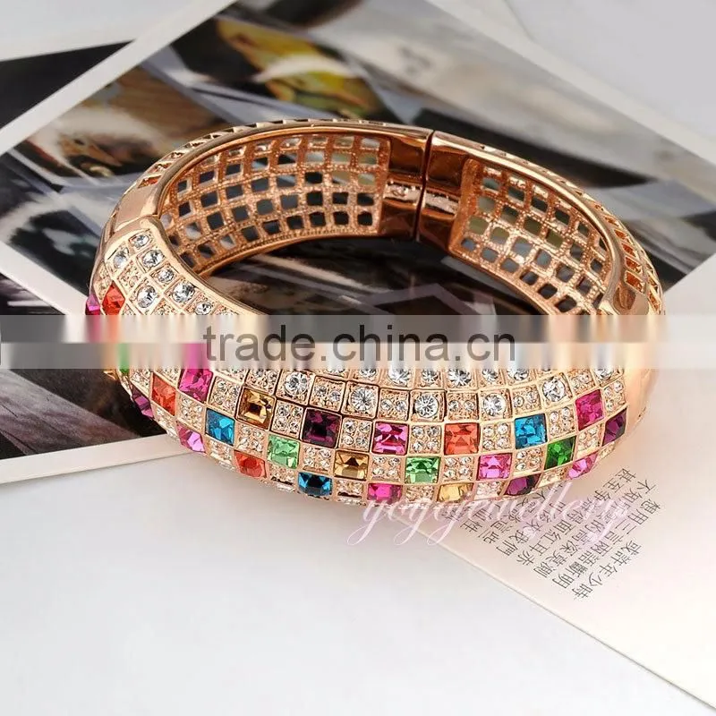 18k gold saudi arabia crystal metal beautiful bangle jewelry