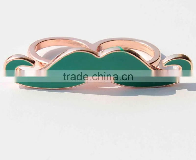 Gold Ring Designs For Girls, Fashion Jewelry Ring Jewellery PT10078 Alloy Enamel Two Finger Ring