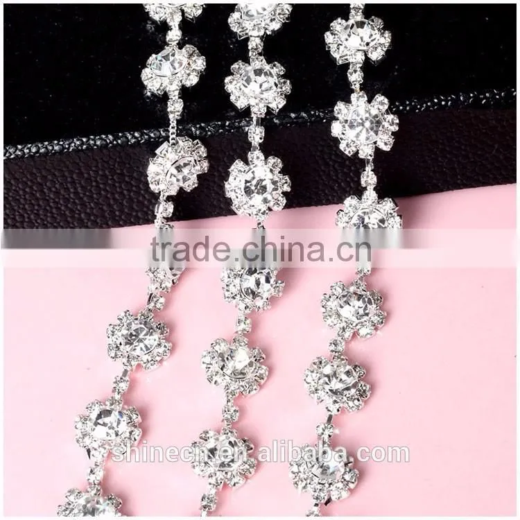 Korea style High quality diy strass cup chain YIWU Wholesale AAA Hot fix shining loose Rhinestone chain