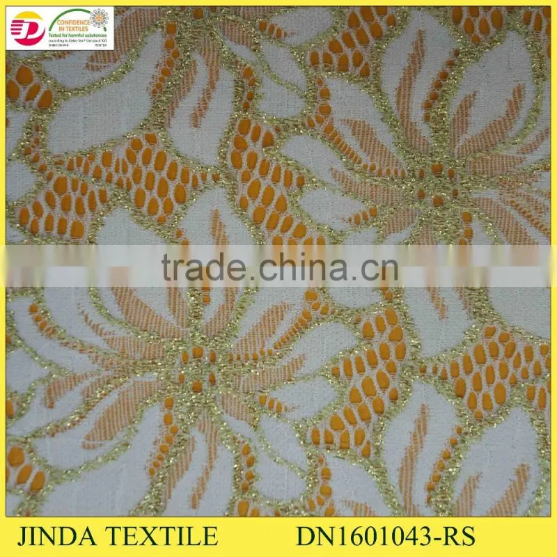 2016 Gold Nylon Spandex Soft Golden Lace Fabric For Women Dress