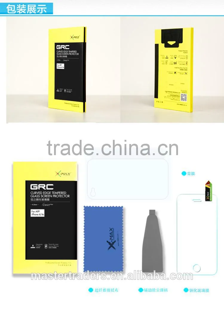 X-MAX GRE 0.2mm 2.5D Tempered Screen Protector for iPhone4 4S MT-2327