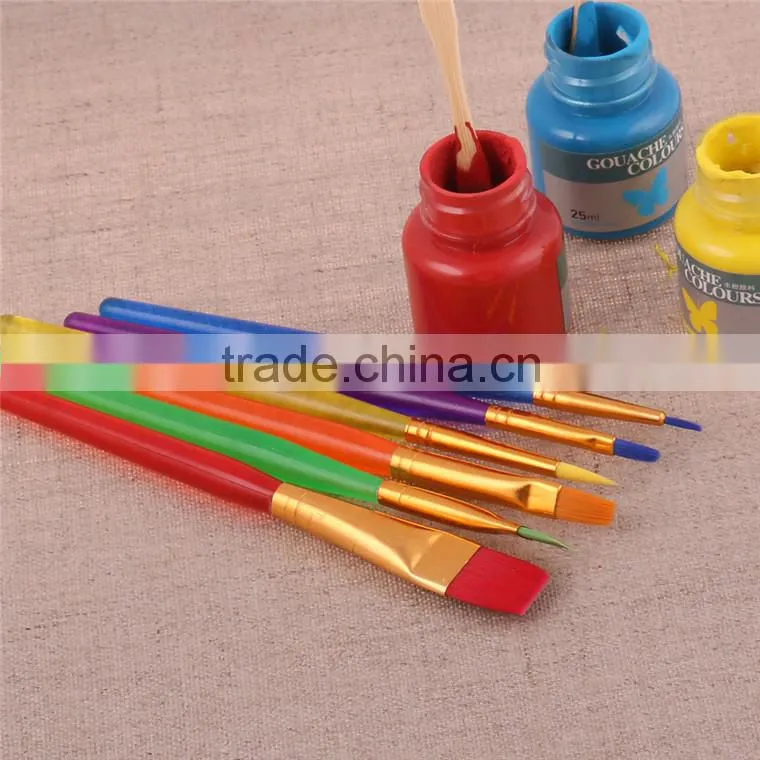 In Stock 6Pcs Nylon Hair Plastic Handle Artist Paint Brush