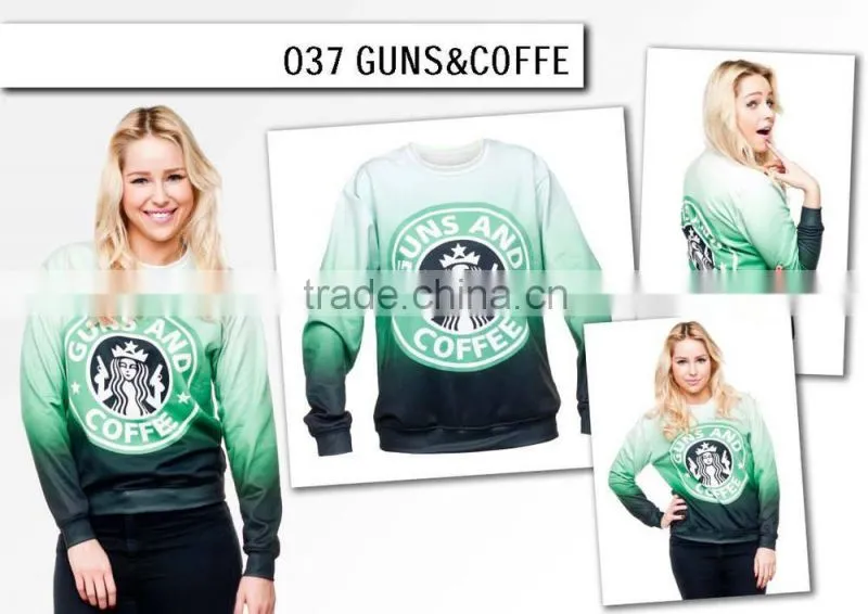 no hood gun coffee sweatshirts 3d digital print fullprint crewneck sweatshirt spring autumn unisex custom oversized pullover