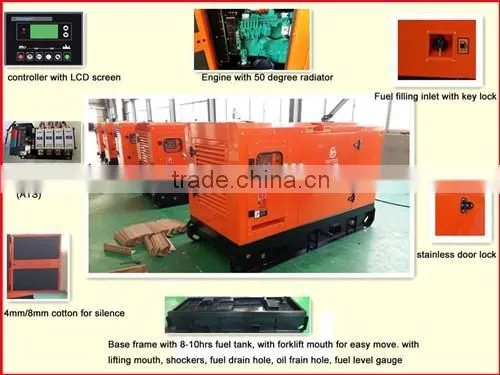 CE ISO approved 50KW super silent diesel generator set with trailer