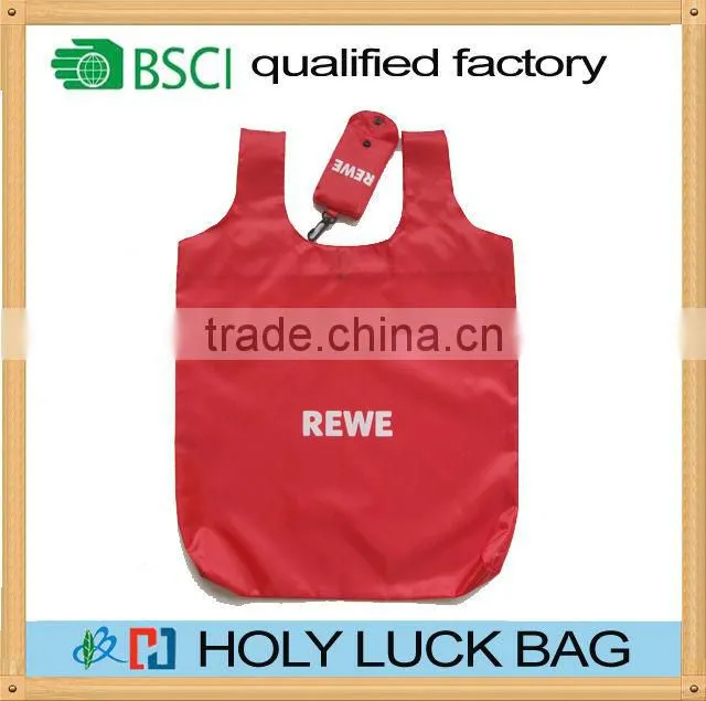 Holy Luck 2015 new wholesale foldable reusable shopping bag with hook bag