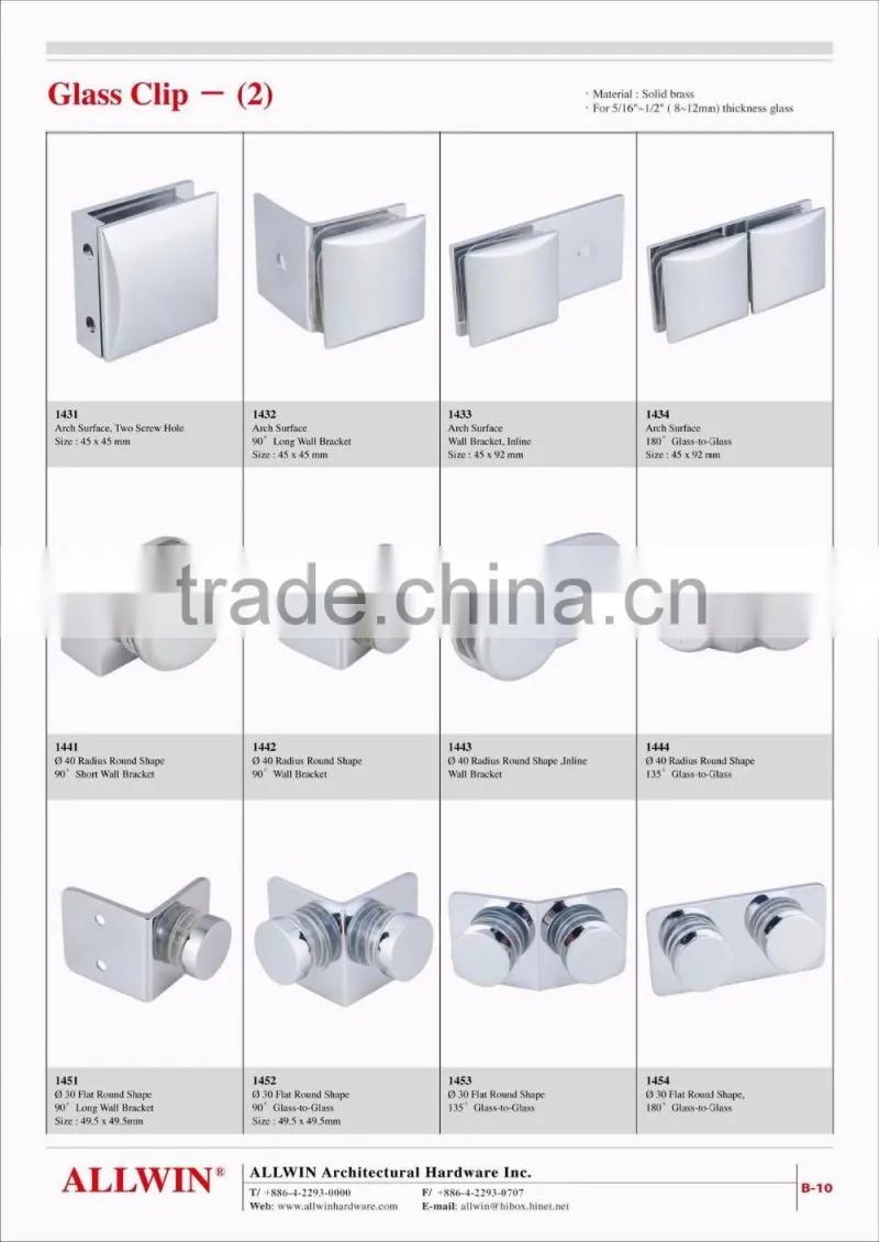 Good Electroplated Solid Brass 180 Degree Beveled Glass Clamp