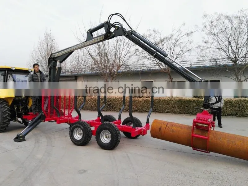 Hot sale in America!! ATV/ Tractor tow log trailer with crane diesel/gasoline engine