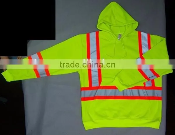 Hi-vis Long Sleeves Fashion Reflective Sports Hoodie Shirts Single Polar Fleece Safety Clothing