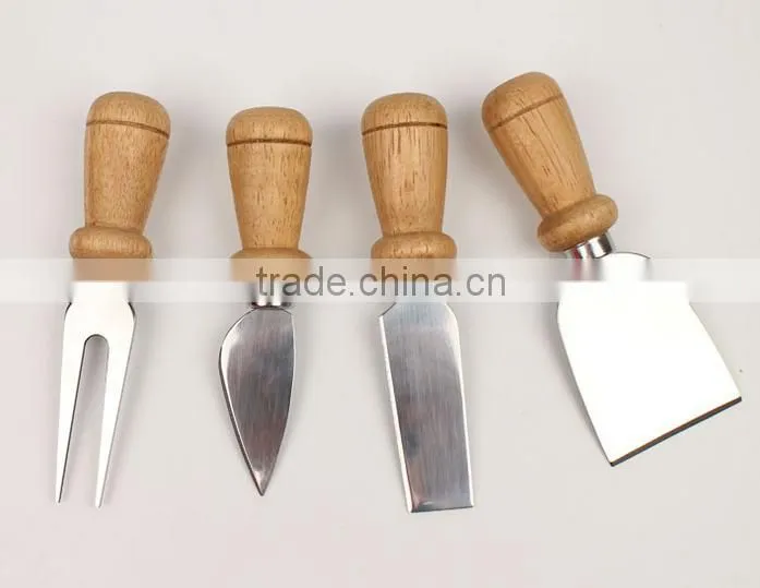 cheese tool set with heart hole wooden handle cheese fork