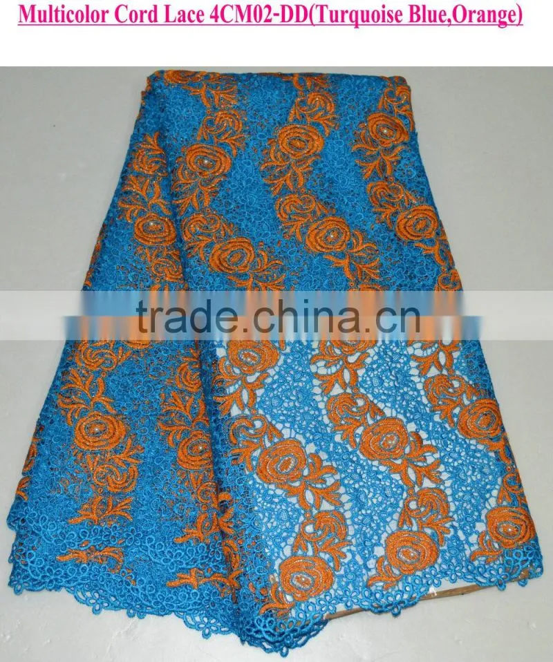 New style applique embroidery lace fabric flower girl dresses african lady clothes