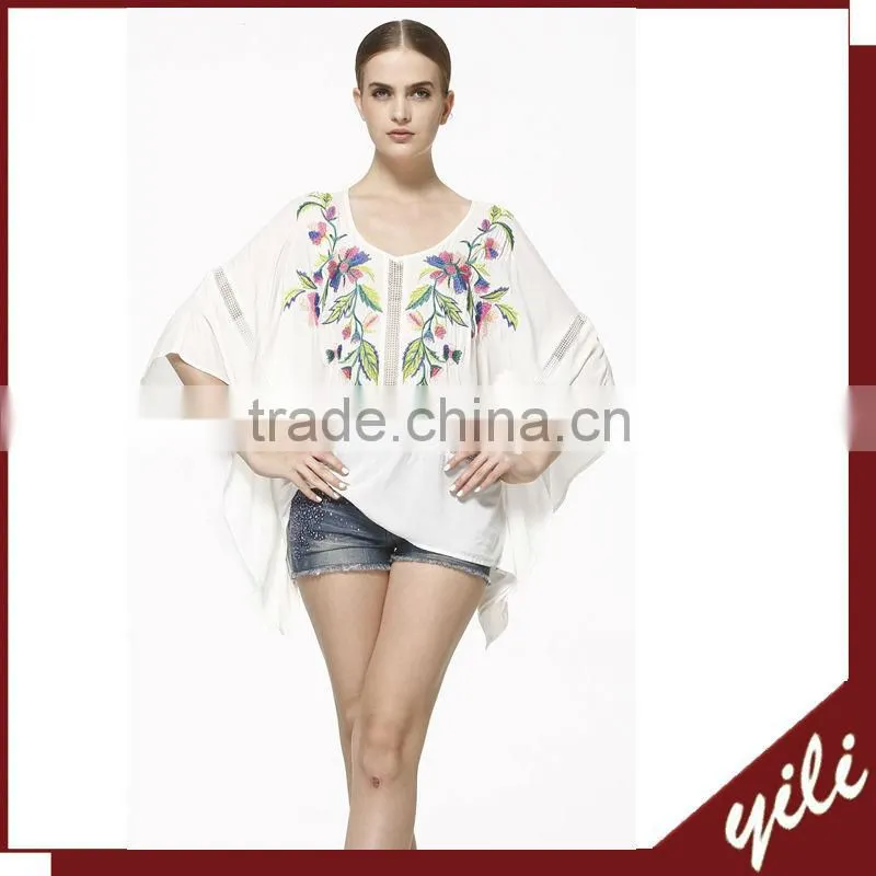 images of ladies casual tops embroidery with lace trim 2015 wholesale