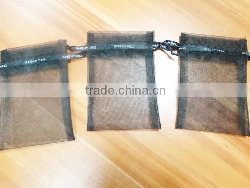 gold custom pure silk organza bags/pouch for necklace