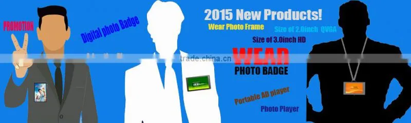High Definition Wearable Video Namecard Tag Video Badge VNT1000B TFT Screen 8-10hrs Display 4GB Memory
