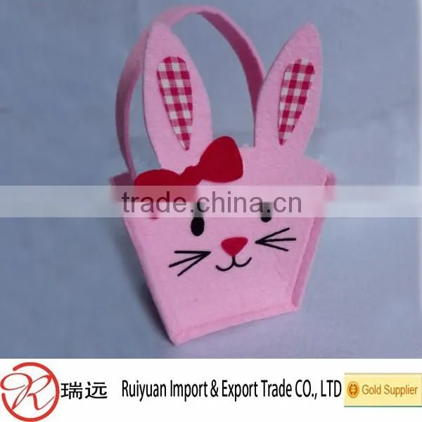 Suppercute rabbit printed felt Easter basket from China