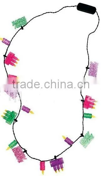Colorful Happy Birthday Flashing Necklace Cake Candles Celebrate NEW!