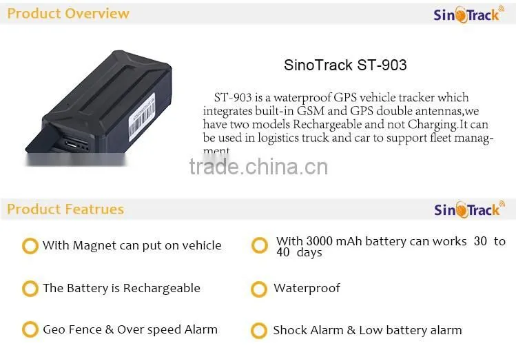 Rechargeable long battery life gps tracker with tracking system
