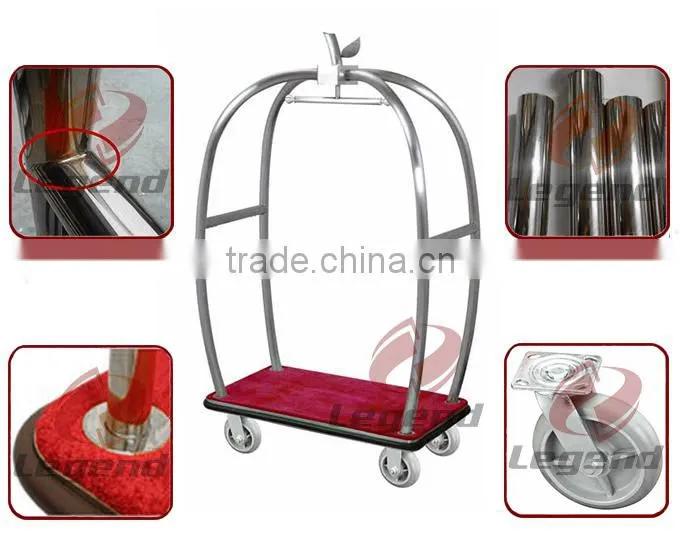 Polished Silver hotel baggage cart in china