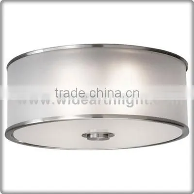 UL CUL Listed Brushed Nickel Round Ceiling Light With Frosted Glass Shade For Hotel Room C81378