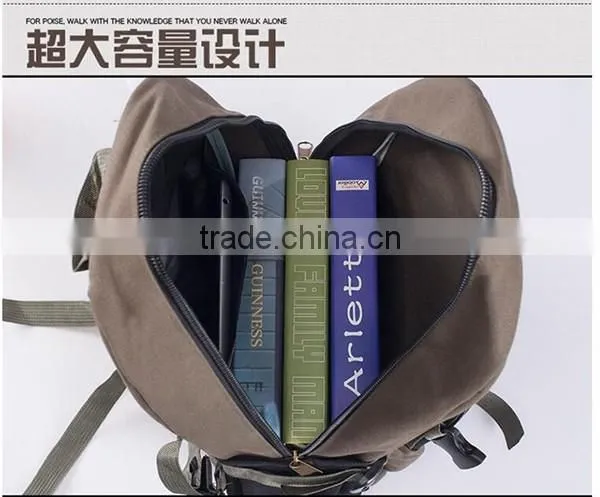 2016 cheap canvas brown school backpack bag for teenager boys