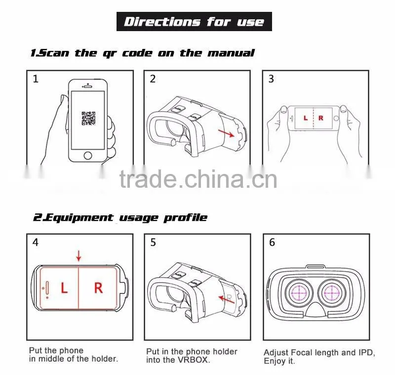 Head Mount Plastic VR BOX 2.0 Version Virtual Reality Glasses Cardboard for 3.5" - 6.0" Smart Phone and + Remoter gamepad