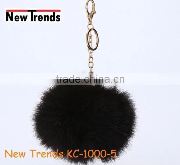 Solid colors 12 cm rabbit fur ball key chain