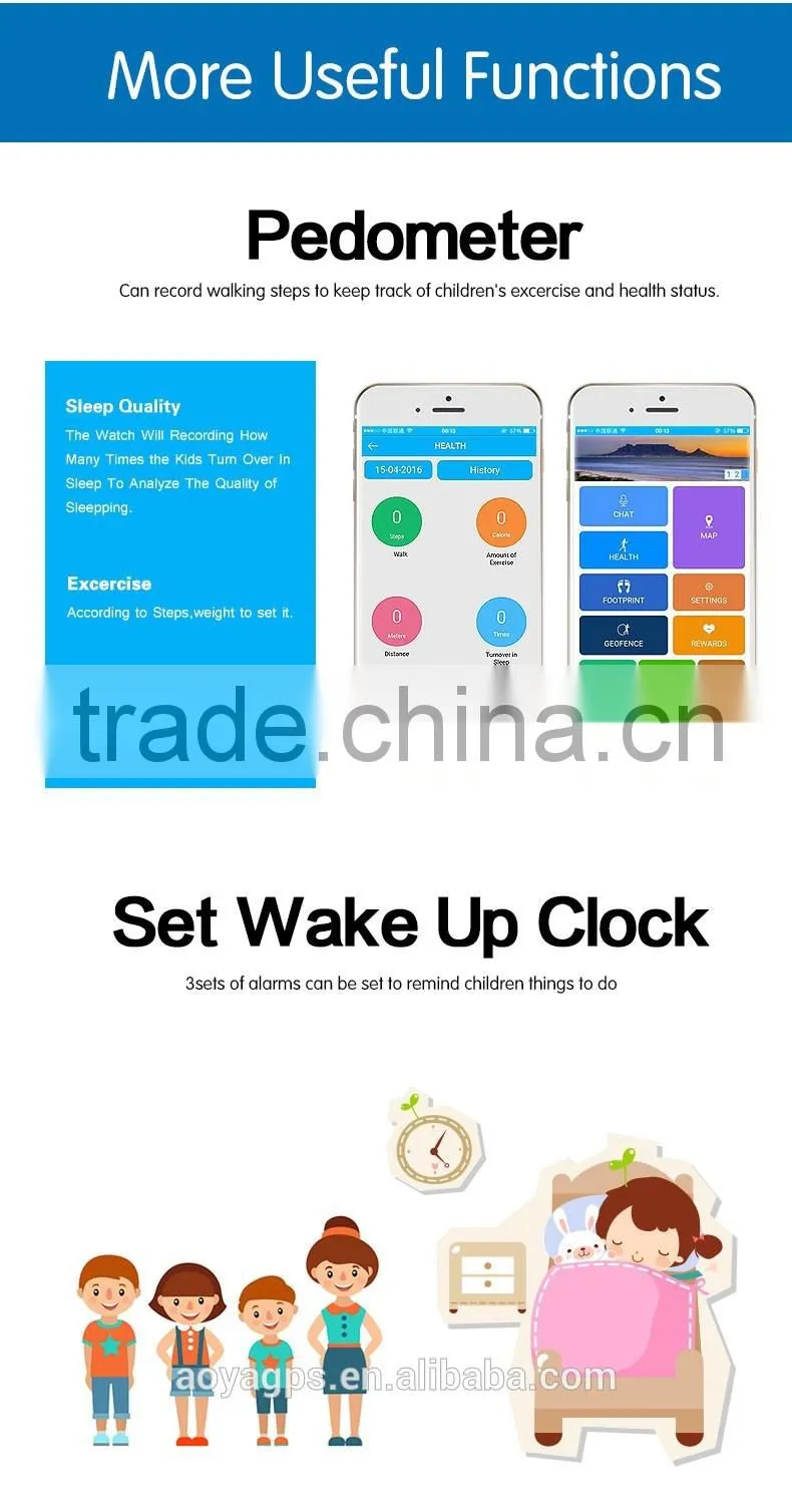 Anti-lost smart watch GPS tracker SOS security alarm monitor for kids baby pets