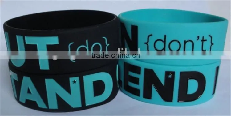 1 Inch Silicone Bracelets debossed color filled Silicone Wristband
