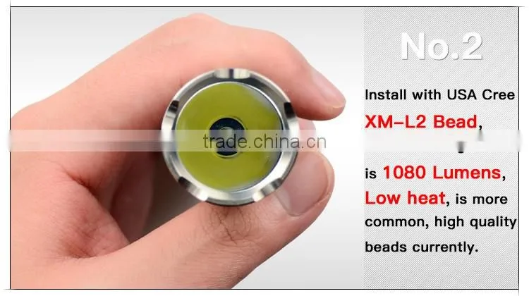Top Quality Customized recharge portable XML L2 edc Titanium Alloy LED watt flashlight