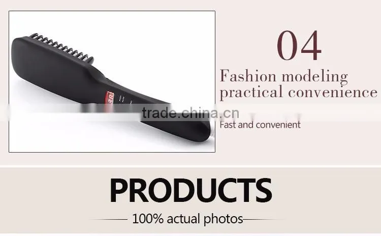 2016 New Arrival Professional Electric Hair Straightening Brush Anion Hair Straightner Brush Easy Hair Comb in Black