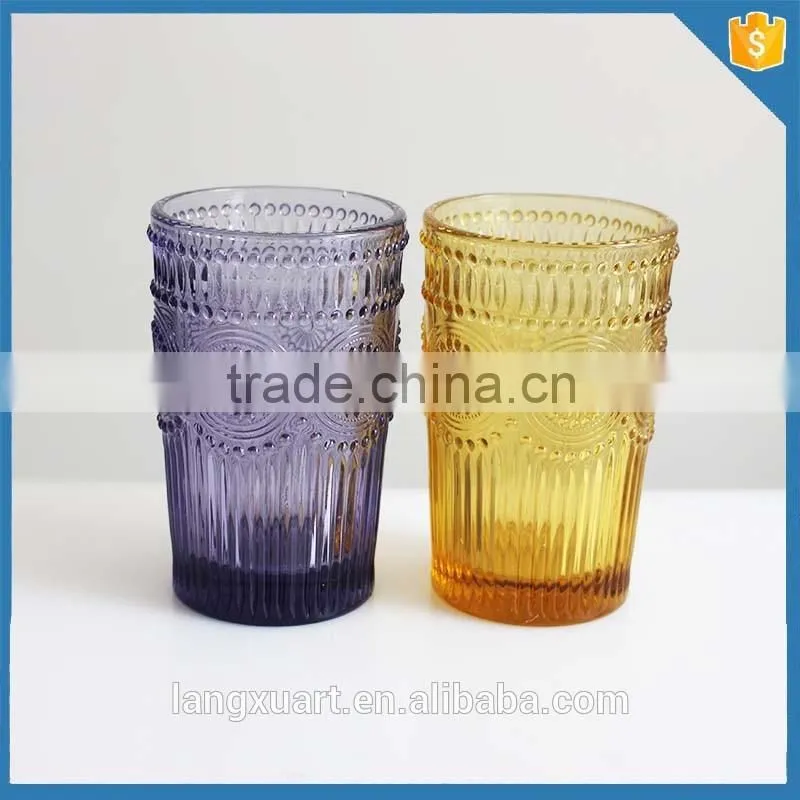 Sunflower pattern colored drinking glass manufacturers china