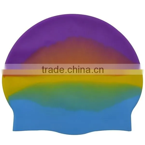 Factory direct silicone scotland flag swimming cap,kid sizes customized logo printed waterproof swim cap UN-0602