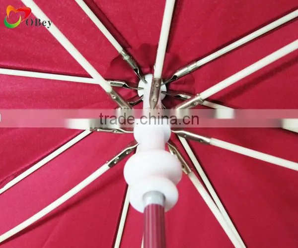 8K Pongee Rain Umbrella with Pink Handle