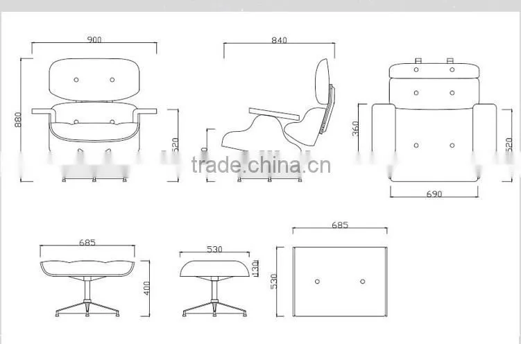 Buy alibaba replica furniture Emes mid century lounge chair and ottoman