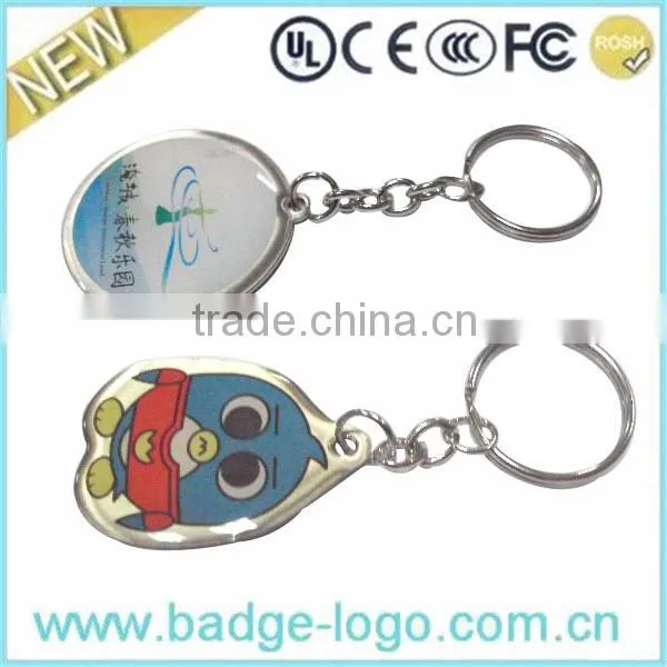aluminum cheap heart keychain with print logo