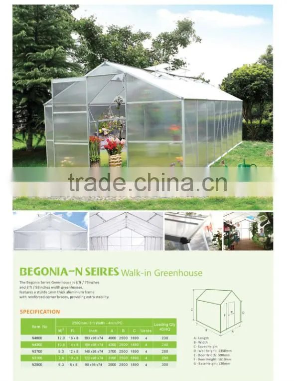 6 FT Wideth Aluminum Eletment Greenhouse