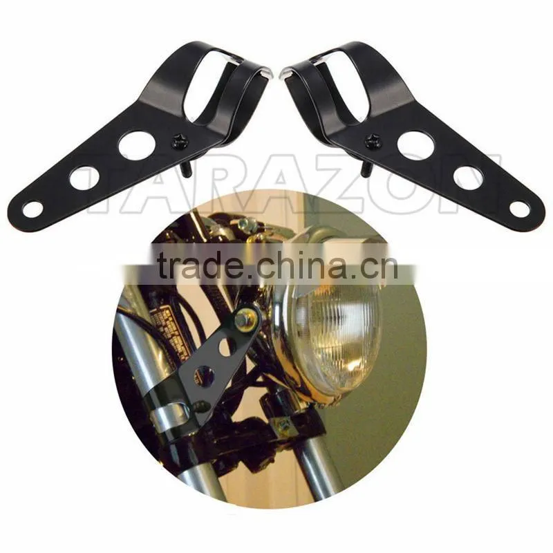 Motorcycle Custom Cafe Racer Bobber Chrome Headlight Brackets For 35-43mm Forks