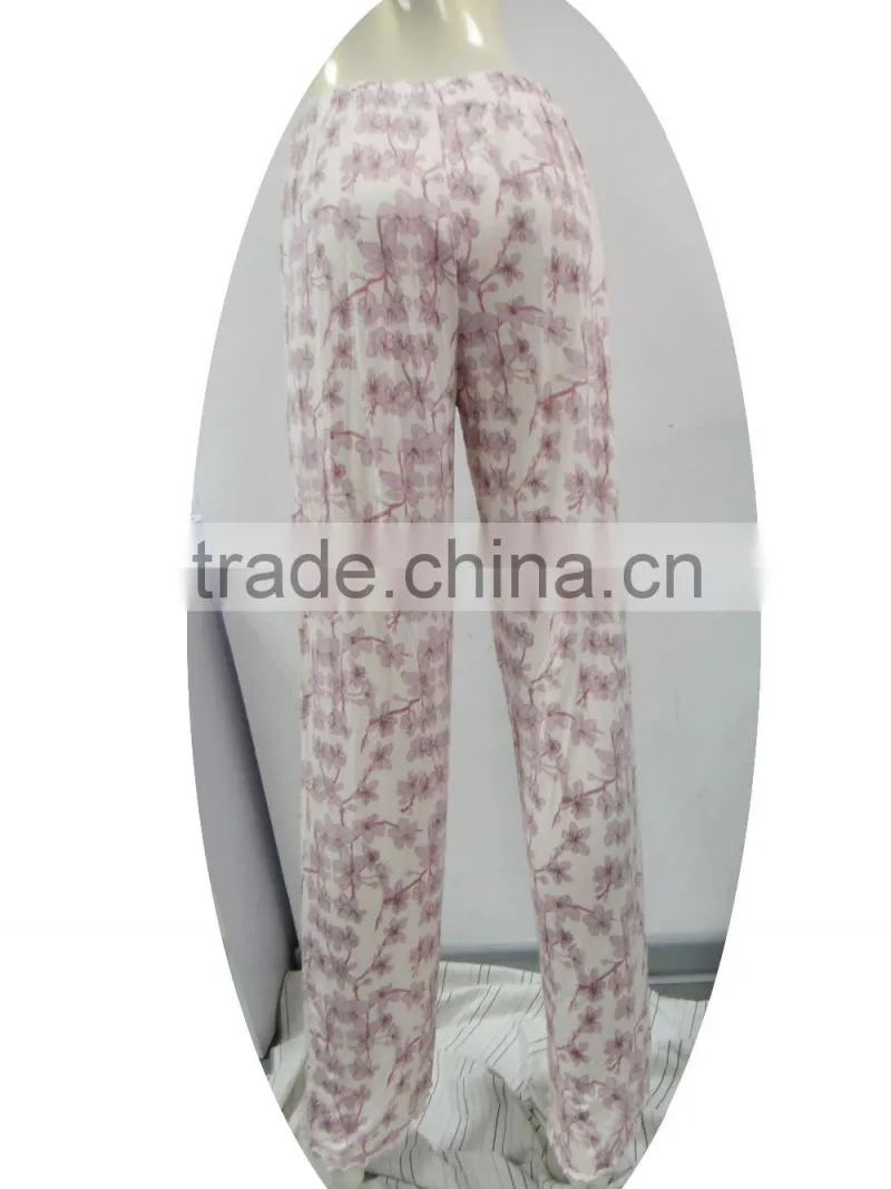 pink floral printed pajama trousers