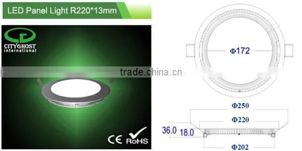 super slim 160mm cut out 12w LED Round Panel Light office with PC fireprof material for innovative lighting