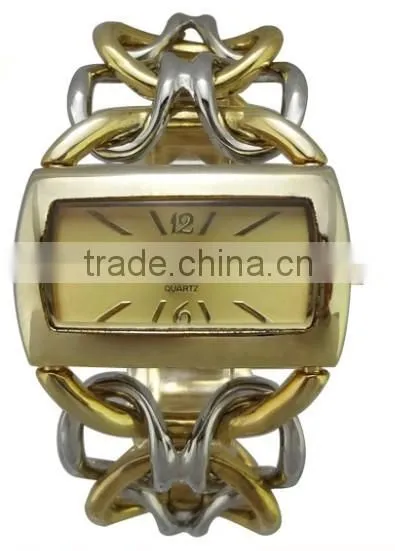 Chain Strap Gold Plated Wrist Watch For Women