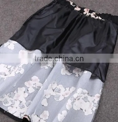 New Fashion Women's Retro Vintage Style Fashion Floral Casual Pleated Midi Puff Bubble Skirt