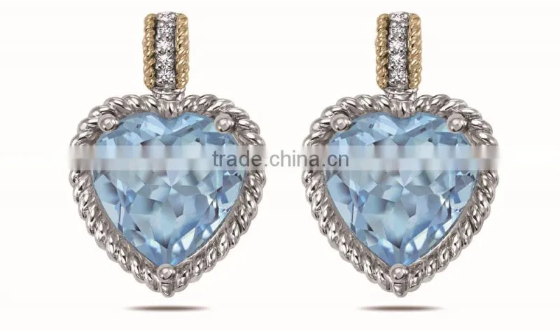 Large blue topaz pendant, blue eye pendant