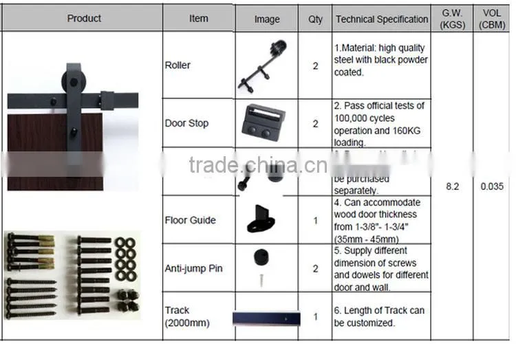 Sliding barn door hardware carbon steel wood sliding door sliding roller