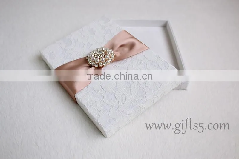 Elegant White Wedding Invitation Card Box With Professional Supplier