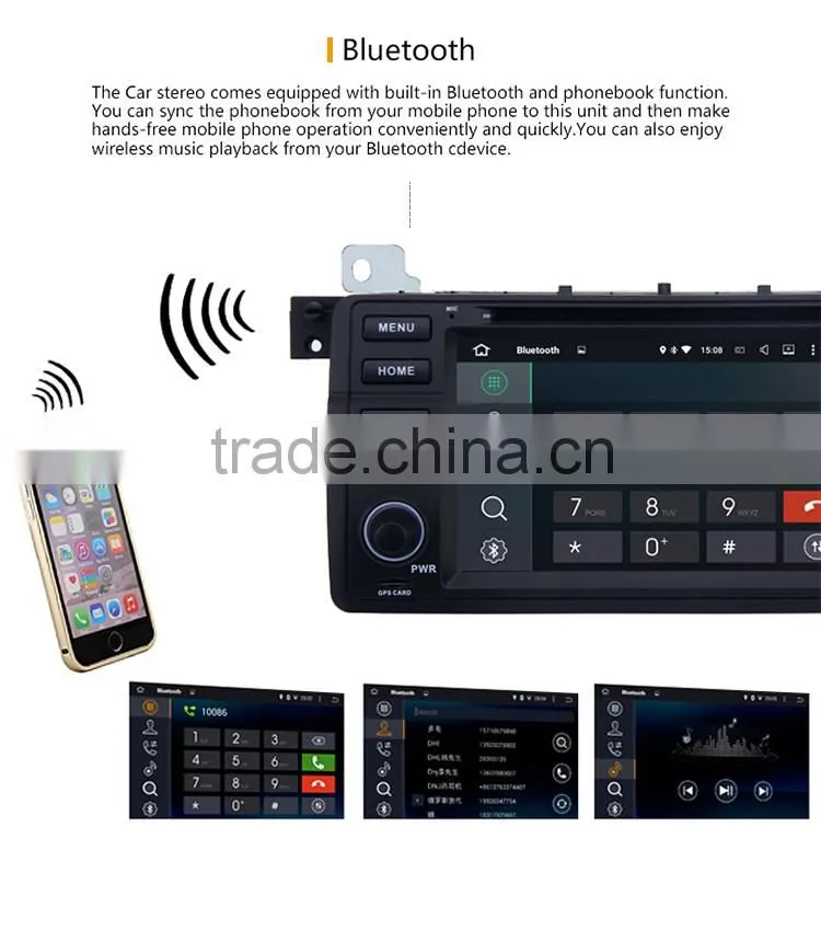 7 Inch 2 din Black screen design Android 5.1.1 RK3188 Android stereo sounds car gps dvd player for BMW 2002 to 2006 E46