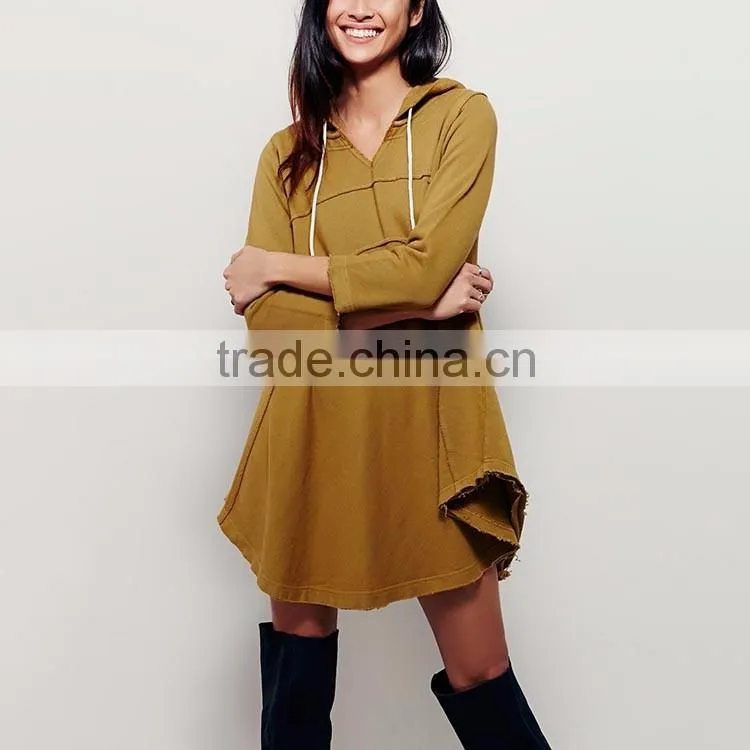 Wholesale factory autumn casual a line long pullover woman hoodies
