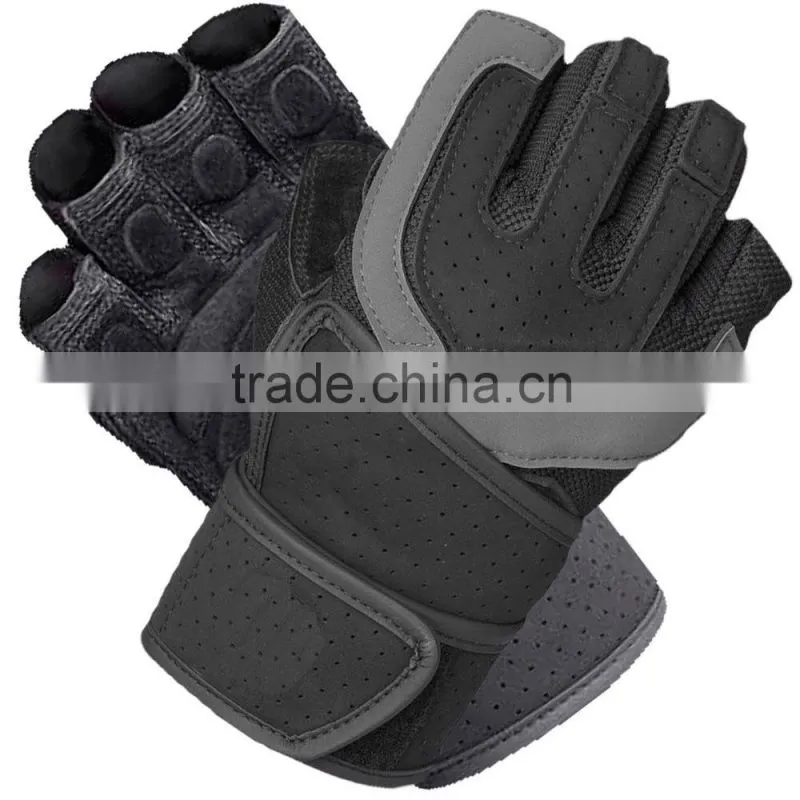 Weight Lifting Leather Padded Gloves, Training Gym Exercise Gloves
